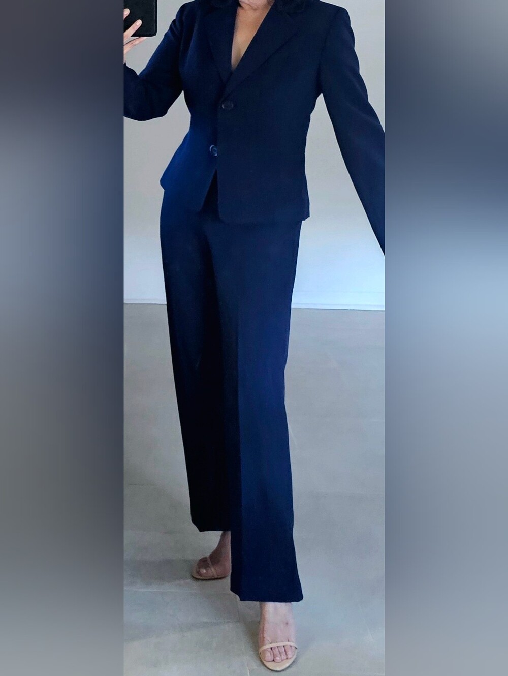 Kasper Navy Tailored Blazer and Wide-Leg Suit Jacket 10